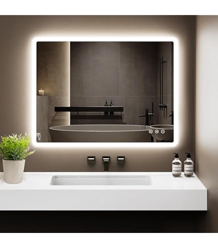 SONNI Badkamerspiegel met verlichting, rond, 60 cm, 3 lichtkleuren, instelbaar, condensvrij, ronde badkamerspiegel met touch voor badkamer, warmwit/koudwit/neutraal wit