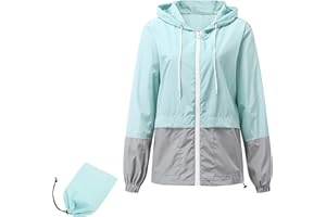 Durio Veste de pluie légère pour femme - Imperméable - Respirante - Pliable - Coupe-vent - Avec capuche - Veste softshell - Veste de cyclisme