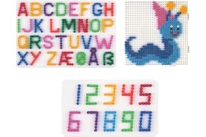 Hama Happy Price Toys (Set 70) Midi Stiftplatten Buchstaben,Zahlen und Multi Quadrat + Bügelanleitung im Blister Beutel