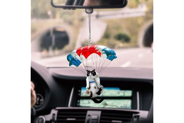 Surakey Ornements De RéTroviseur De Voiture, Pendentif De Voiture Mignon Créative Chat avec Ballon Coloré, Décoration Intérieure Voiture Accessoires, Pendentif Rétroviseur Voiture Suspendu Ornement