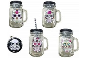 GÉNÉRIQUE lp 1 Mason JAR Tete DE Mort Mexicain Bocal Verre Bouchon Paille MUG JUS DE Fruit