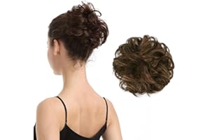 ‎BARSDAR BARSDAR 100% Echthaar Dutt, Hellbraun Haar Bun für Frauen Echthaar Dutt Haarteile für Frauen Natürliches Haar Dutt Haargummi Updo Tousled Chignons Haarverlängerung Täglich - Hellbraun Gemischt