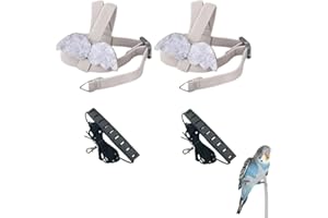 WIRZUL 2 Pz Regolabile Corda da Addestramento,Guinzaglio per Pappagalli, pettorina pappagallo, Imbracatura per pappagallo regolabile per animali domestici e uccelli guinzaglio(grigio,M)