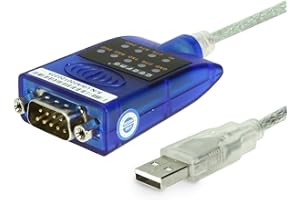 Gearmo USB to Serial RS-232 Adapter with LED Indicators, FTDI Chipset, Supports Windows 11/10/8.1/8/7/, Mac OS X 10.6 and Above