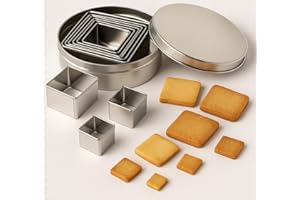 Graziano, Set 6 Tagliapasta Quadrato Acciaio Inox - Diverse Dimensioni (2-7cm), Bordo Acuto, Con Astuccio