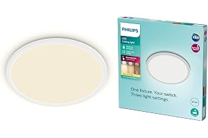 Superslim Rund Taklampa - Vit, 15W, 2700 Kelvin, 20 000 timmar, Steg Dimring, Ljuskälla ingår