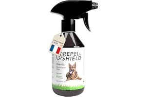 RepellShield Répulsif Chien Dissuasif - 250ml - Éloigne les Chiens et Chiots - Arôme d'Agrume au Goût Amer - Repulsif Chien Interieur: Marquage Urinaire et Mordillage - Pet Corrector Spray pour Chien