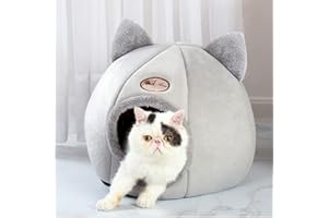 CYMWER Cama de cueva para gatos, tienda de campaña para gatos y perros pequeños, cubierta suave cubierta cubierta acogedora tienda de campañacasa para gatos, gatitos, casa semicerrada para gatos, cueva