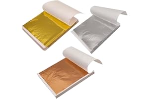 ZPLASK 300 Pcs Gold Leaf Sheets, Gold Leaf, Gold Foil, Gold Paper for Crafts Resin Art DIY Projects Picture Frames Furniture Multi Artistic Decoration 10 x 10 cm Gold Leaf Kit (Multicolour)