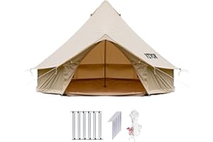 Happybuy Bell Tent Canvas Tent 4-Season Yurt Tents for Camping Waterproof for Family Camping Outdoor Hunting(9.84ft /13.1ft / 16.4ft / 19.7ft / 23ft)