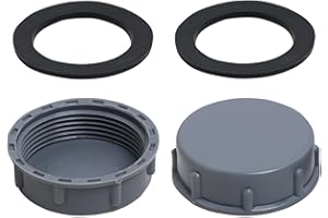 AEIPOU 2 tapas ciegas de tubería de desagüe para fregadero de cocina, 45 mm, rosca hembra, trampa para electrodomésticos, arandela para sellar juntas, extremos de tuberías, color gris