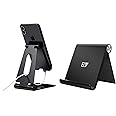 Elv Aluminum Adjustable Mobile Phone Foldable Tabletop Stand Dock Mount (Black) Foldable, Portable, Tablet/Phone Stand (Black)