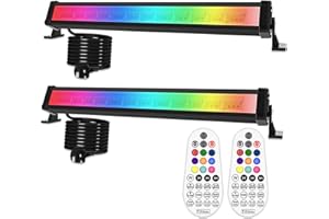 CLV RGB Flood Lights Bar, 42W Wall Washer RGB LED Light Bar with RF Remote Control, Stage Light Colour Changing for DJ Stage Disco Garden Party Halloween Christmas Festival Decorative 2P