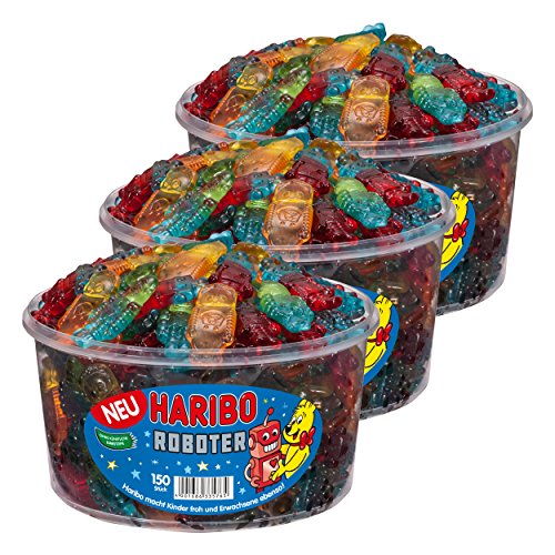 Haribo Roboter, 3er, Gummibärchen, Weingummi, Fruchtgummi, 150 Stück, Dose, 1200 g