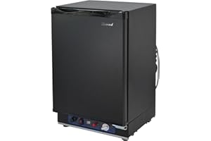 Smad Trimixte Frigo à 12V/220V/Gaz, Réfrigérateur à Gaz Portable 40L, Mini Frigo Compact pour Camping-Car, Caravane et Maison, Noir, Frigo Gaz Silencieux avec Température 0-10℃