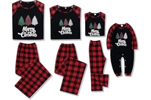 Amissz Famille Pyjamas de Noël Papa Maman Enfants Bébé Barboteuse Chrismas Vêtement de Nuit Costume de Maison avec Santa Imprimé