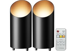 AUKIMO Wireless Spot Lights Indoor, Dimmable Modern Uplighter Wall Wash Lamps, Accent Light Indoor with Remote Control, 5000mAh Battery Operated Plant Uplighters Indoor with Timer, 3000K/4000K/6000K, 2 Pack