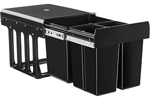 tectake® Sopsortering, 3 avfallskärl, teleskopskenor, för skåp från 40 cm | 31 liters total kapacitet, lättgående teleskopskenor, enkel montering, hållbar miljövänlig plast, köksorganisering