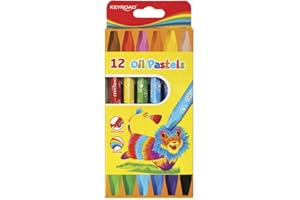 Ceras de Colores Blandas para Niños - Caja de 12 - Forma Hexagonal - Colores Brillantes - Resistentes y Fácil Afilado - Ideal para Dibujar - Material Escolar - Keyroad