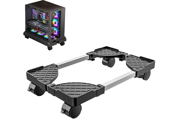 aghoer Mobil CPU-stativ, lämplig för PC-torn-datorstativ, universellt CPU-stativ med fyra hjul, vagn under spelskrivbordet, datorskrivbord