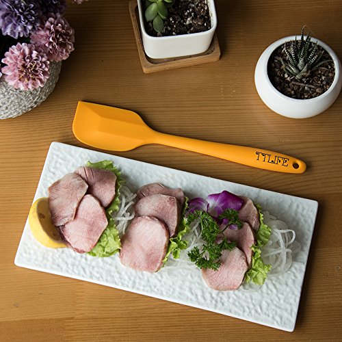 TTLIFE Premium Silikon Küchenhelfer (7 stück) – Teigschaber klein, Schneebesen, Spoonula, Pfannwender, Teigschaber groß,Grillzange,Backpinsel – Hitzebeständige Küchenzubehör/BBQ set/Küchen Utensilien Set für Kochen und Backen (Bunt) - 4