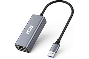 ICZI Adaptateur USB Ethernet Gigabit USB 3.0 vers RJ45 à 1000 Mbps Compatible avec Mi Box Macbook Air Supporte Mac OS Windows 10 8 7 Linux
