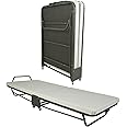 Folding Bed with Mattress for Adults, Portable Rollaway Guest Bed, Cot Size Foldable Bed with 10 cm Memory Foam Mattress and Metal Frame (190 * 75CM)
