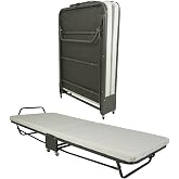 Folding Bed with Mattress for Adults, Portable Rollaway Guest Bed, Cot Size Foldable Bed with 10 cm Memory Foam Mattress and