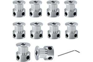 BZ 3D GT2 Pulley 20 Teeth 6.35mm Bore Width 6mm 20T Timing Pulley Wheel 6.35mm Bore Aluminum for 6mm Width GT2 Timing Belt for 3D Printer,CNC.(10pcs)