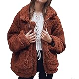 Romanstii Women's Short Winter Jacket, Open Front, Long-Sleeved Faux Wool Coat with Pockets, Fleece Cardigan Jacket…