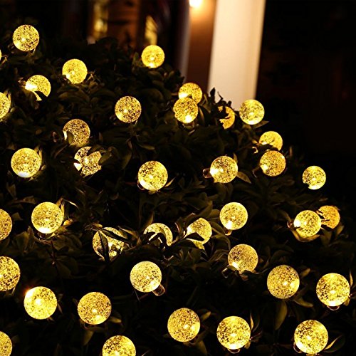 Amir Solar Lichterkette, 8 Modi Solar Beleuchtung Kugel, 6m 30LED Solar Glaskugel Lichter, Wasserdichten Outdoor Starry Schnur Licht für Party, Hochzeit, Fest Deko usw. – Warmweiß - 2