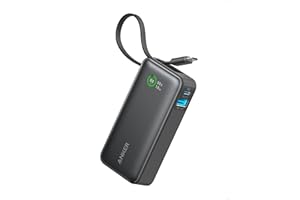 Anker Nano Power Bank 10.000 mAh Powerbank con Cable USB-C Integrado, PD 30 W de Potencia Máxima con 1 x USB-C & A, Compatible con iPhone 17/16/15/14 Series, MacBook, Galaxy, iPad, AirPods y más