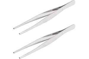 AOJE LINK-ELECTRIC Aoje-Link Tissue Accessories Stainless Steel Tweezers, Pliers Tool, Rat Tooth Thumb Dressing Forceps, Serrated Forceps, Silver, 2pcs