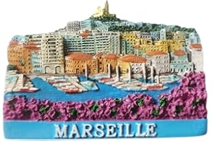 WEDAREGO Calamita per frigorifero 3D Marsiglia Francia Marsiglia, regalo souvenir, in resina, fatto a mano, decorazione per la casa e la cucina