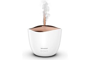 SHARP Ultrasonic Aroma Diffuser with Mist & Light Function, Electric Home Fragrance/Humidifier Paloma Machine with LED Light - Metallic Rose Gold/White (DF-A1U-W)