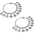 2PCS Women Beach Anklet Tribal Ethnic Coin Tassel Gypsy Anklets Chain Adjustable Boho Anklets Foot Chain Jewellery