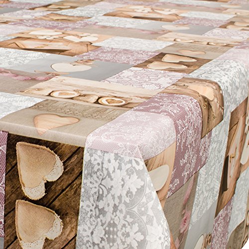 Wachstuch Wachstischdecke Tischdecke abwaschbar Liebe Herz Spitzenoptik 200 x 140cm