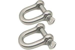 FEEZILOE D Ring Shackle Lock-M12/0.47", 304 Stainless Steel D Ring for Heavy Duty Construction, Rigging, Vehicle Recovery, Hauling, Tie Downs, Hanging-2 Pcs