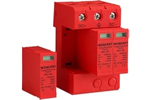 Wengart Überspannungsschutzeinrichtung, 1000V_3P60KA, 36 mm DIN-Schienenmontage, Niederspannungs-Schutzeinrichtung für Blitzschutz Stromverteilung und Steuergeräte