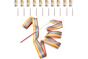 Surplex 10pcs Rhythmic Dance Ribbons, Colorful Gymnastic Ribbons Streamers