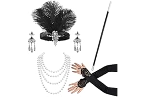 KANOSON Gatsby Años 20 Set 5 Piezas Accesorios Flapper Vintage Charleston Mujer Carnaval Halloween