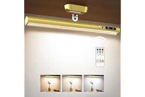 Moslumin luz led armario sensor movimiento, 4000mAh lampara escritorio inalámbricas recargable con magnetica y mando, luces pared bateria sin cable para cocina, baño espejo, estanteria