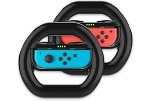 NiTHO Volante de Carreras para Switch Joy-Con, Volante Mandos Grip con Led Indicadores y Diseño de Mariposa Botones L/R, Volante de Juego para Joy-Con Compatible con Mario Kart - Pack de 2