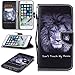 Produktbild FNBK iPhone 7 Plus/iPhone 8 Plus 5.5" Hülle Leder Lanyard Löwe Flip Schutzhülle Silikon BackCover Flip Cover Wallet Bookstyle Handyhülle Tasche Stand Kartenfächer Ledertasche