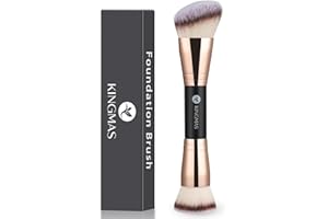 KINGMAS Foundation Make-up Pinsel, Premium Kabuki Pinsel, Doppelendiger Konturpinsel (flach/abgewinkelte runde Oberseite) zum Verblenden von flüssigem Puder, Concealer, Creme, Rouge, Make-up-Pinsel