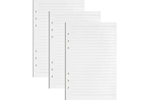 ABCDPP 3 Pack A5 Lined Refills Paper, 135 Sheets/270 Pages A5 Insert Thick Refillable Paper, A5 Notebook Refill, 6 Hole Loose Leaf Punched Paper Refill Pad for Planner and Note Taking (A5-Lined)