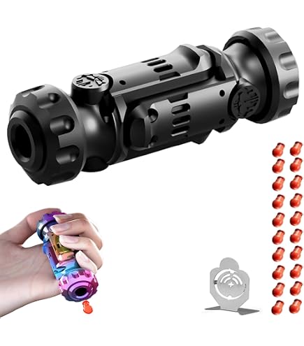 GLHYUOP Alliage Jouet Anti Stress,Rotation DéCompression Pistolets à Balles Souples EDC Jouet Plusieurs FaçOns De Jouer +20 Balles Souples Et Mini Disque en Acier, DéMarrable Jouet Anti-Stress