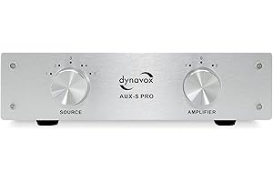 Dynavox AUX-S PRO przełącznik rozszerzenia wejścia z 5 wejściami cinch, złącza do dwóch wzmacniaczy stereo i surround, srebrny