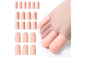 Faireach - Protezione per dita in silicone, 20 pezzi, per dita traspiranti, 3 misure, protegge le dita e piccole e grandi protezioni per dita tagliabili per contro le lampadine calli