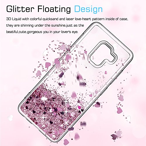Cover Samsung Galaxy A8 2018 Custodia,Cover Samsung Galaxy A5 2018 Custodia Brillantini Trasparente,LeYi il Originale Glitter Morbido Silicone TPU Bumper Telefoni Telefono Cellulari Smartphone Protezione Cover ,Adesiva Carino SplendÃ¨nte LÃ¬quido Sabbie Mobili Protettiva Cellulare Astuccio Cover Rigida Guscio con Pellicola Proteggi Schermo per Samsung Galaxy A8 2018 / A5 2018 Telefonino Donna ZX Rose gold Rosa
